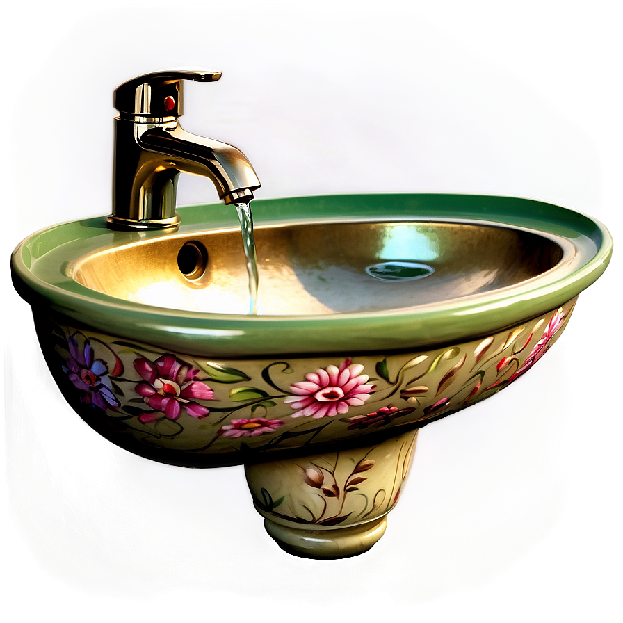 Artistic Hand Painted Sink Png Yfm PNG Image