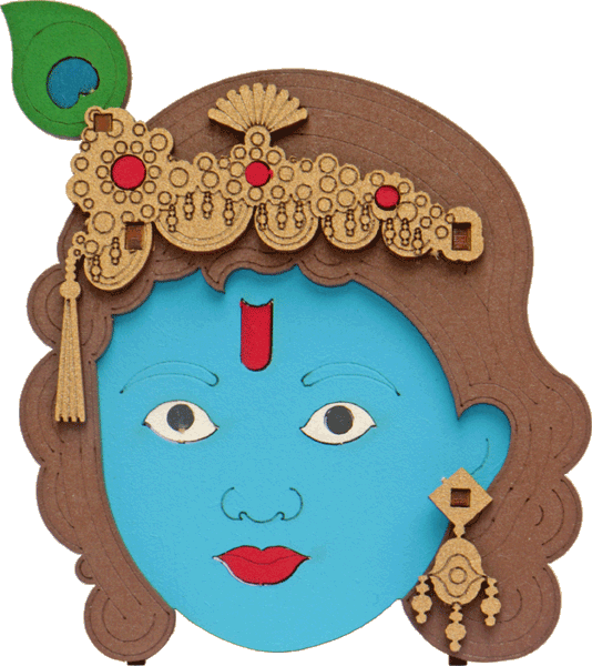 Artistic Krishna Head Paper Craft PNG Image