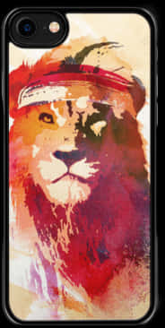 Artistic Lion Headband Phone Case PNG Image