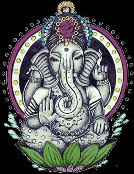 Artistic Lord Ganesha Illustration PNG Image