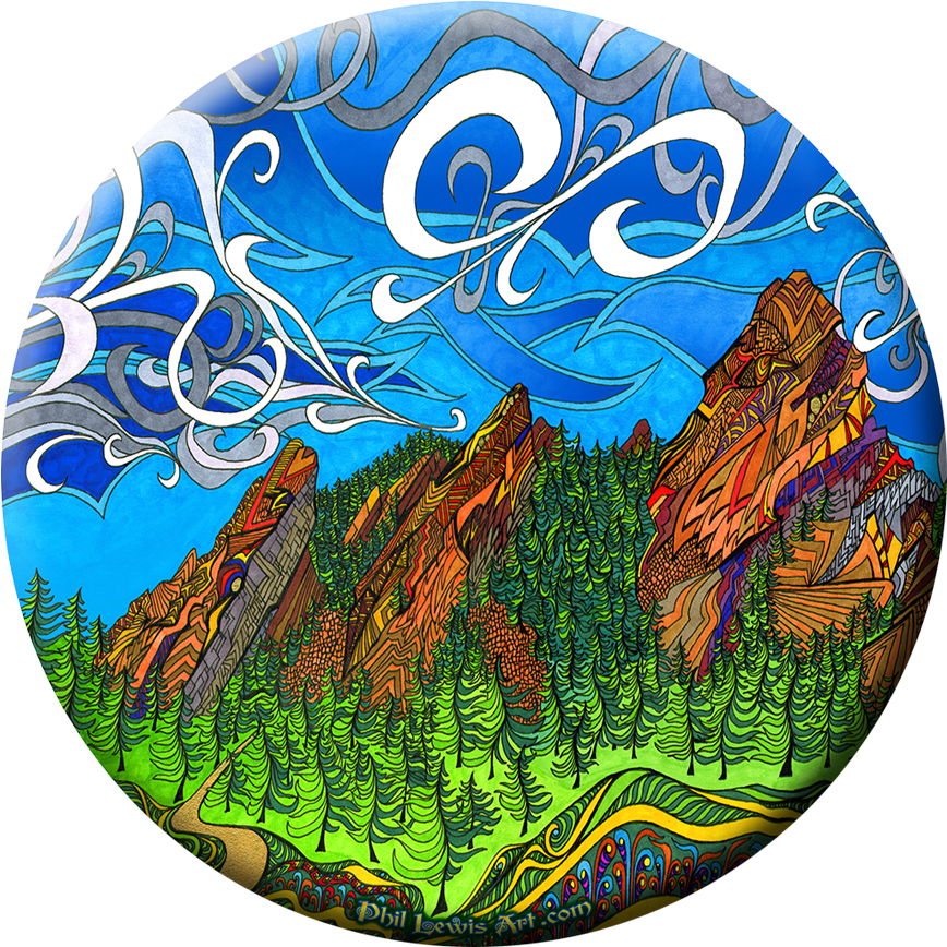 Artistic Mountain Frisbee Design PNG Image