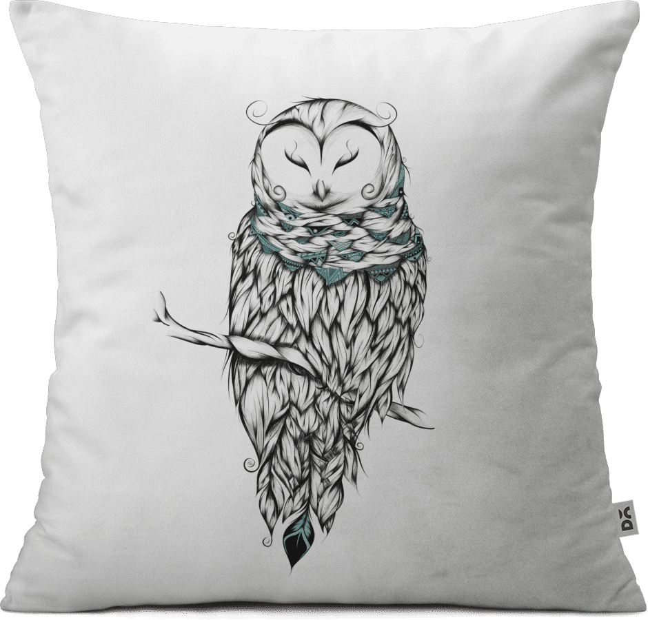 Artistic Owl Cushion Design PNG Image