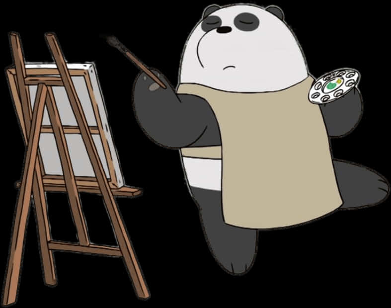 Artistic Pandawith Easeland Paintbrush PNG Image