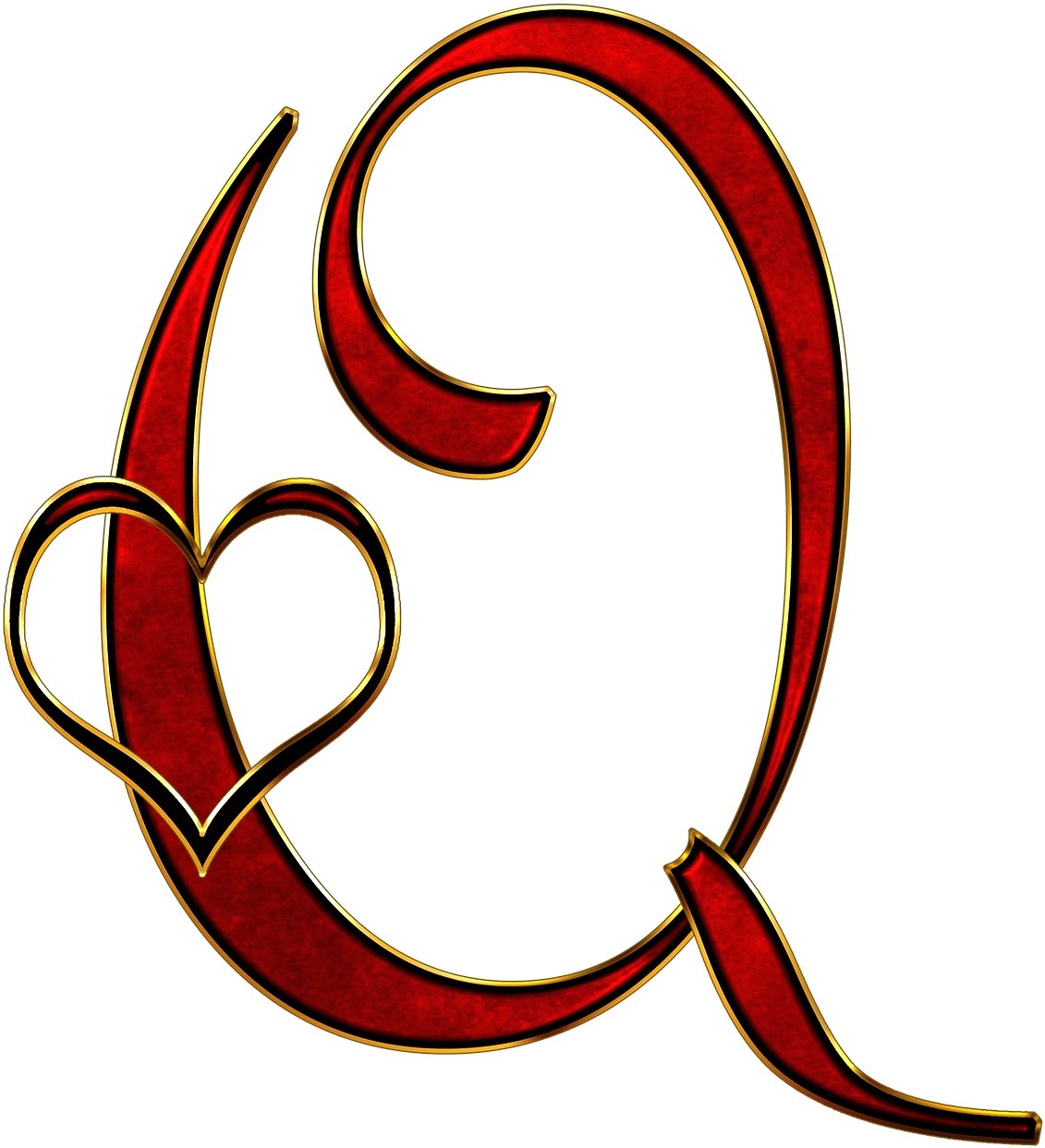 Artistic Redand Gold Heart Design PNG Image