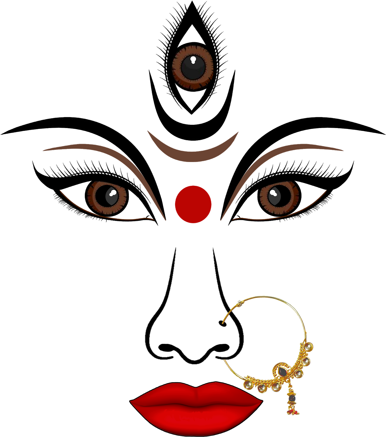 Artistic Representationof Goddess Durga Face PNG Image