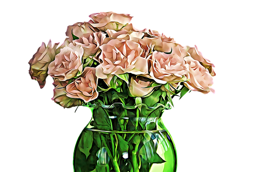 Artistic Rosesin Green Vase PNG Image