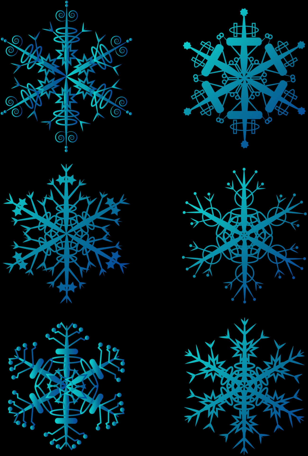 Artistic Snowflake Designs Collection PNG Image