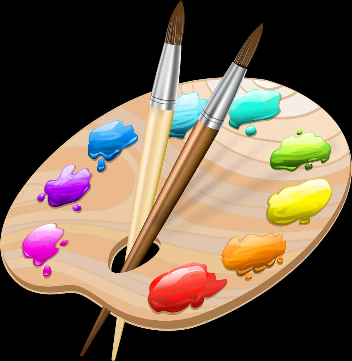 Artists Paletteand Brushes PNG Image