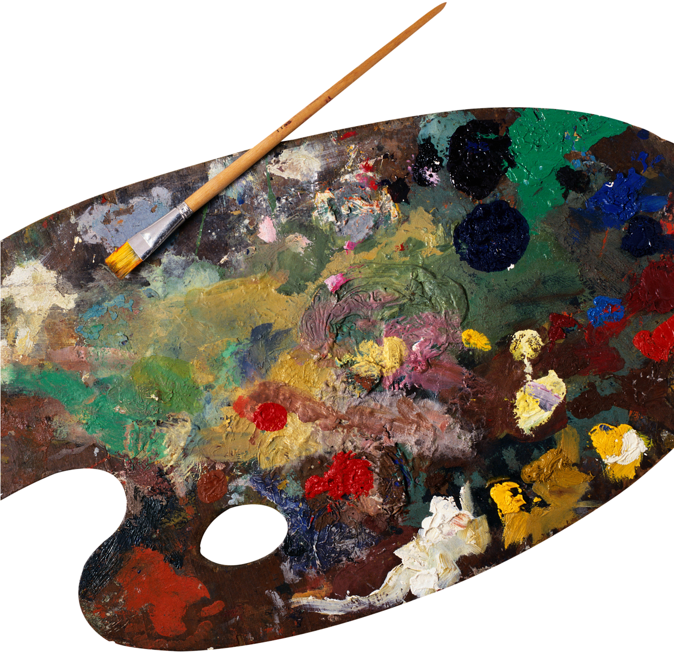 Artists Palettewith Paint Brush PNG Image