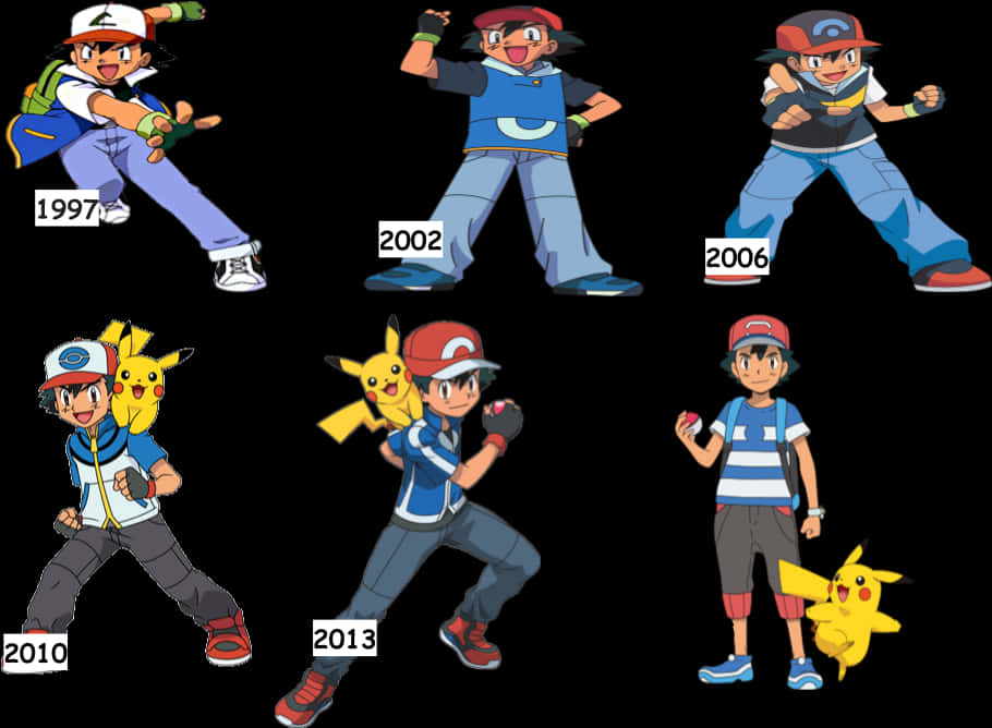 Ash Ketchum Evolution1997to2013 PNG Image