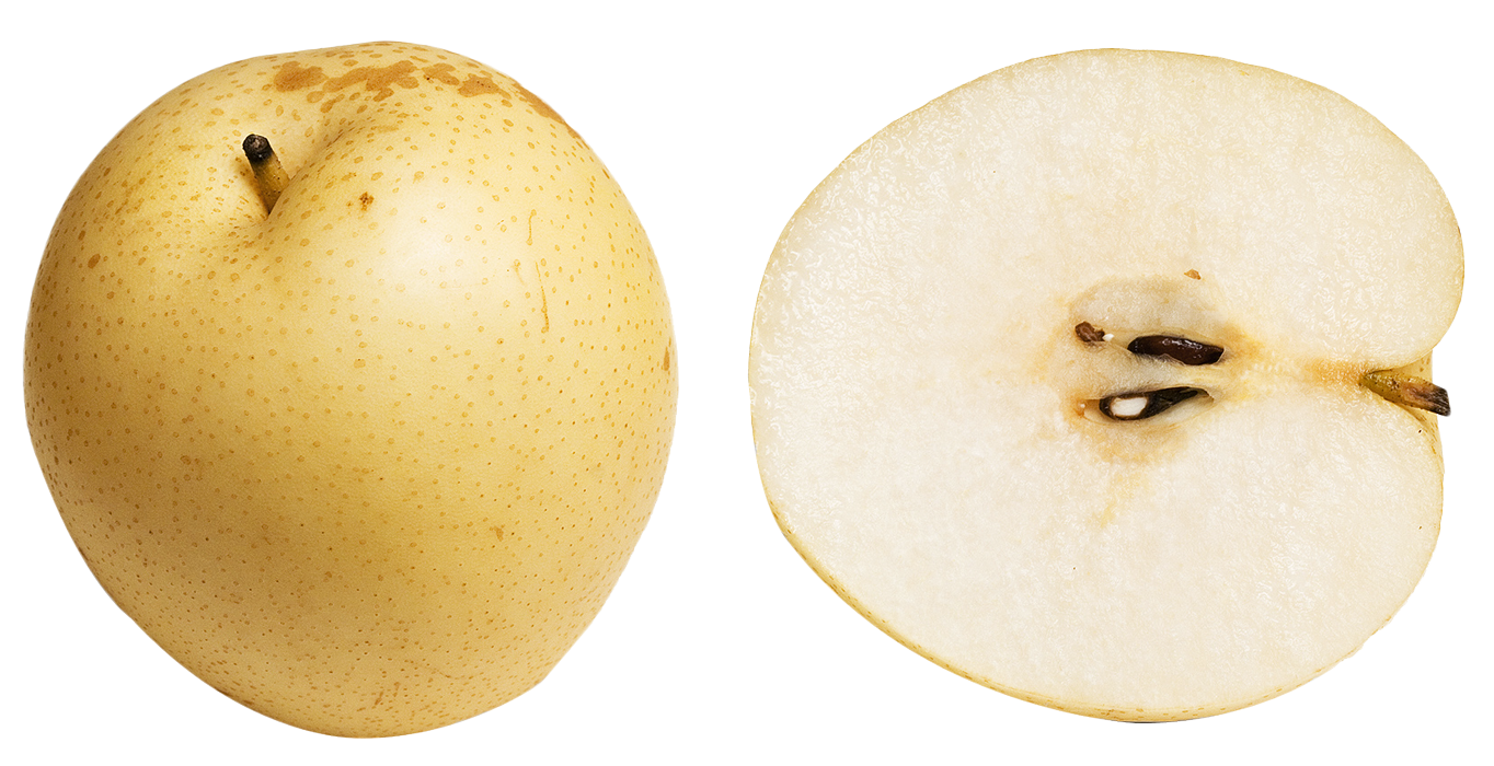 Asian Pear Wholeand Sliced PNG Image