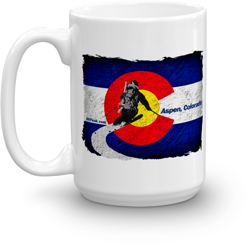 Aspen Colorado Ski Themed Mug PNG Image