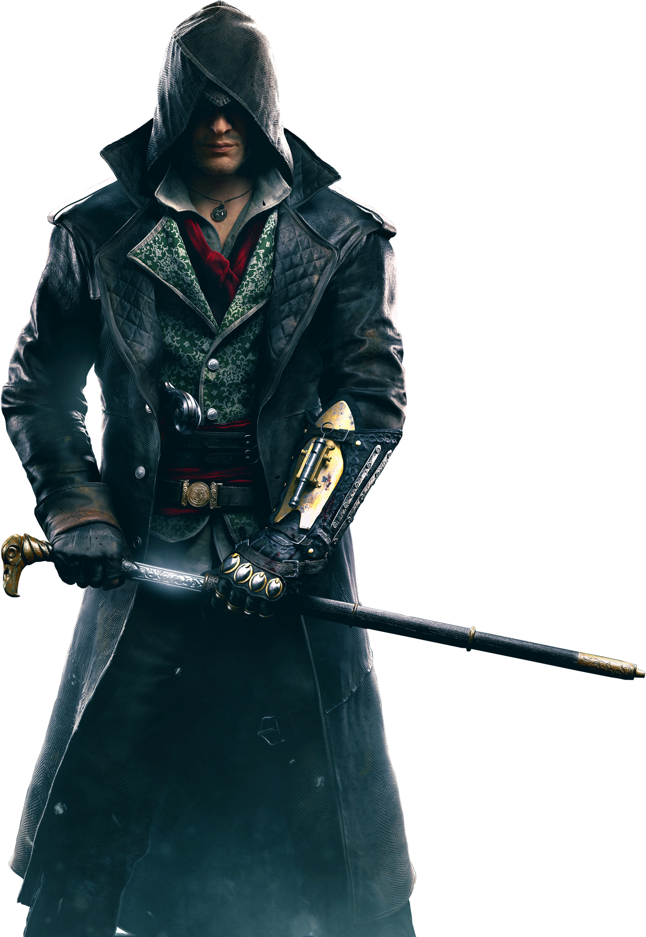 Assassins Creed Characterwith Hidden Bladeand Cane Sword PNG Image