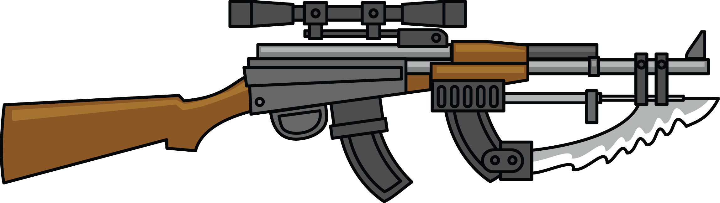 Assault Rifle With Bayonet Attachment PNG Image