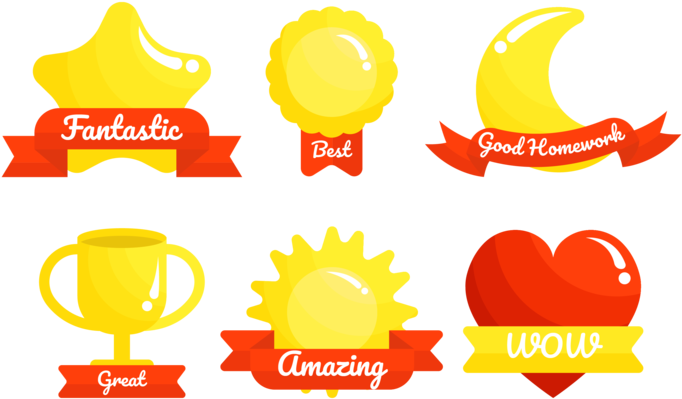 Assorted Achievement Badges PNG Image