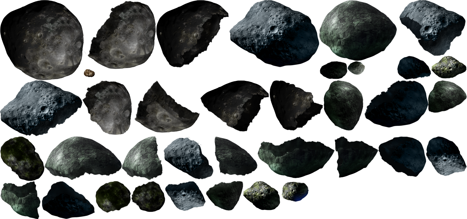 Assorted Asteroids Collection PNG Image