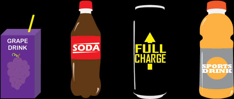 Assorted Beverage Icons PNG Image