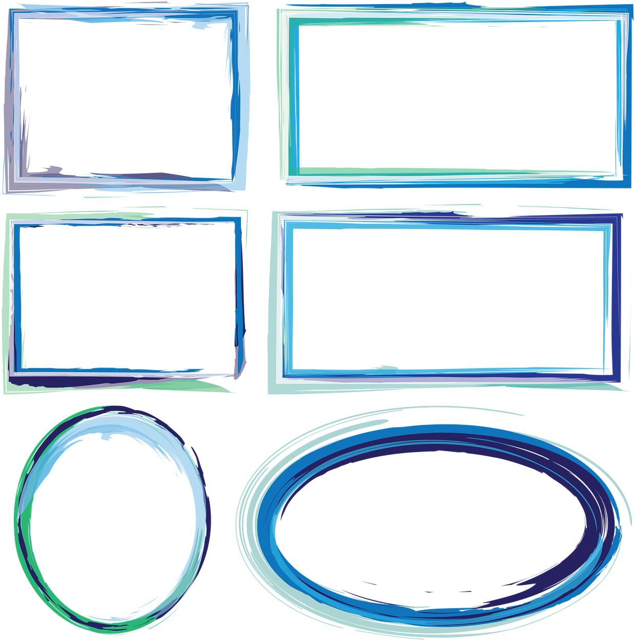 Assorted Blue Frames Collection PNG Image