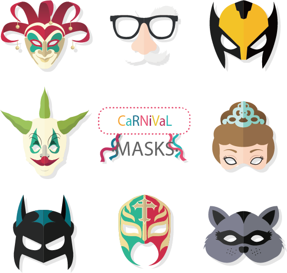 Assorted Carnival Masks Collection PNG Image