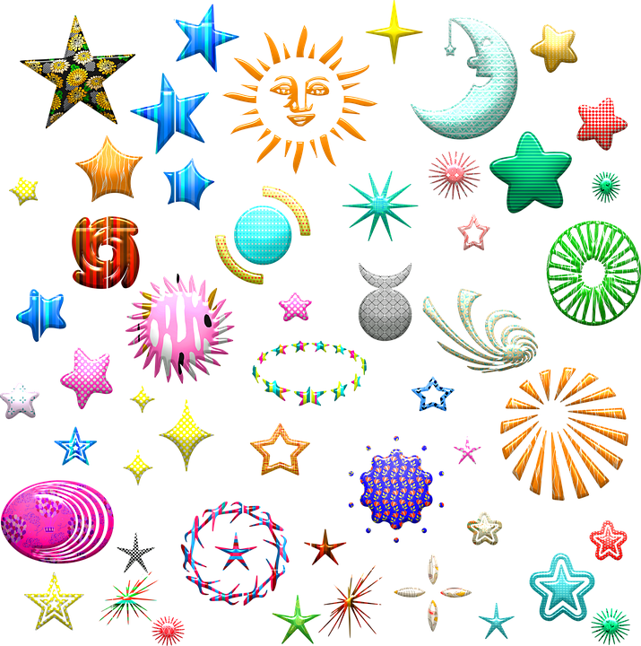 Assorted Celestial Shapes Collection PNG Image