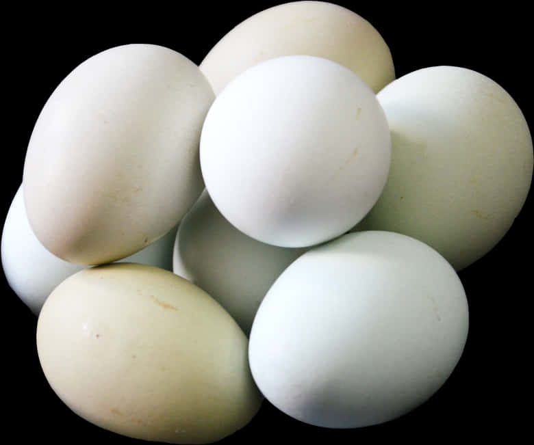 Assorted Chicken Eggs Black Background PNG Image