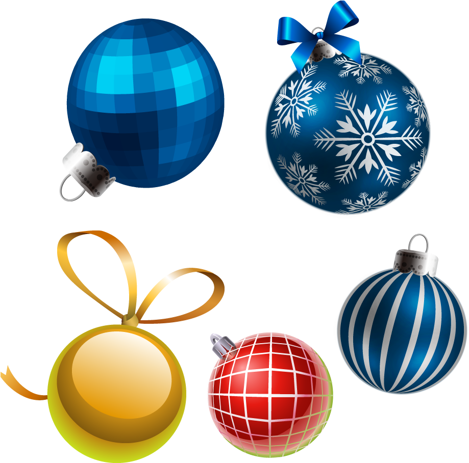 Assorted Christmas Ornaments Collection PNG Image