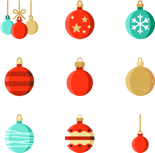 Assorted Christmas Ornaments Collection PNG Image