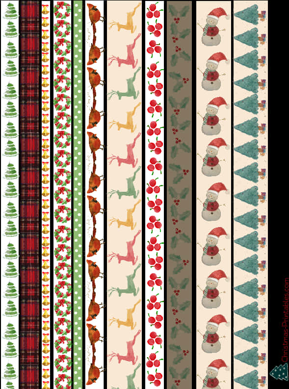 Assorted Christmas Washi Tape Designs PNG Image