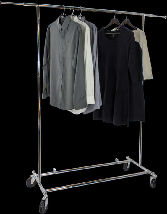 Assorted Clotheson Metal Hanger Rack PNG Image