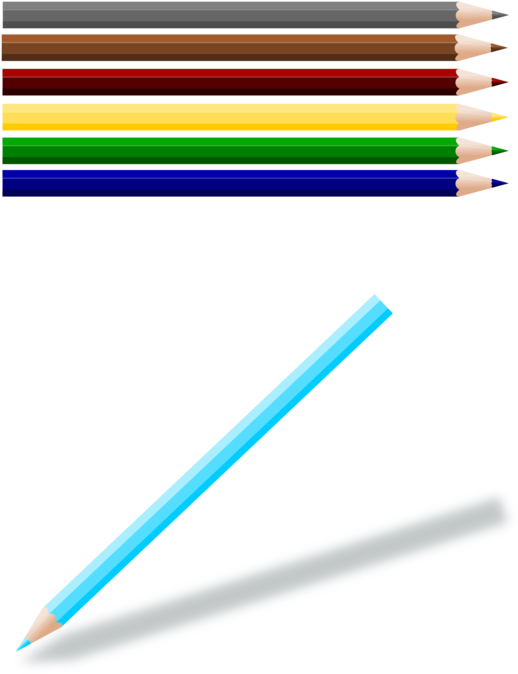 Assorted Colored Pencilsand Shadow PNG Image