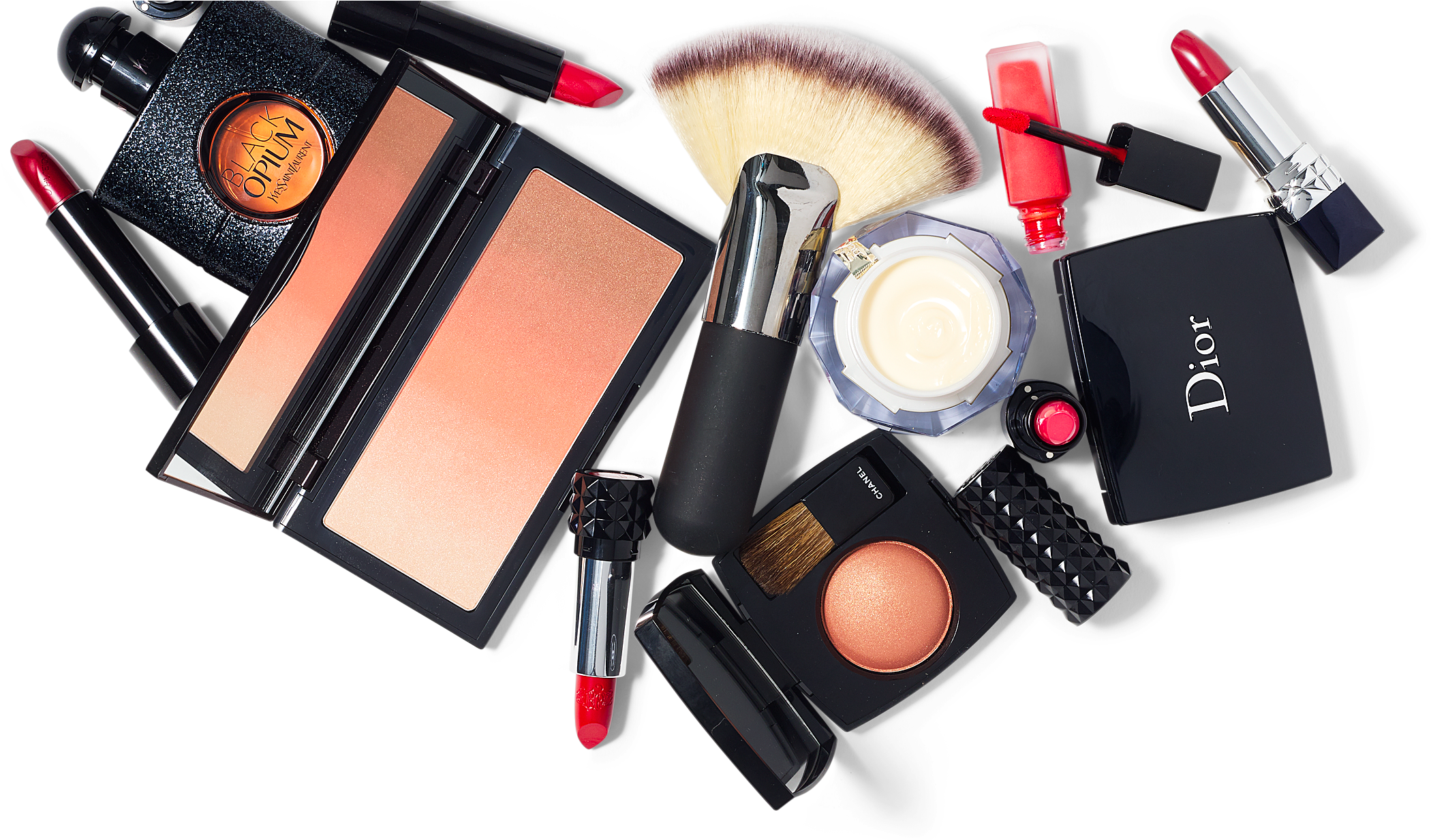 Assorted Cosmetic Products Collection PNG Image