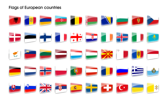 Assorted European Flags3 D Icons PNG Image