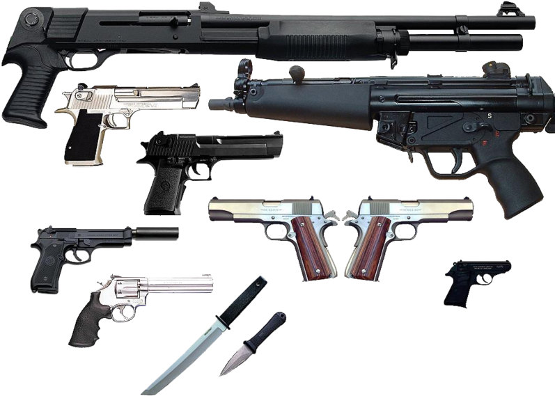 Assorted_ Firearms_and_ Blades_ Collection PNG Image