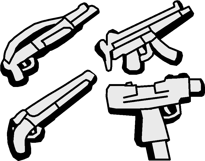 Assorted Firearms Vector Illustration PNG Image