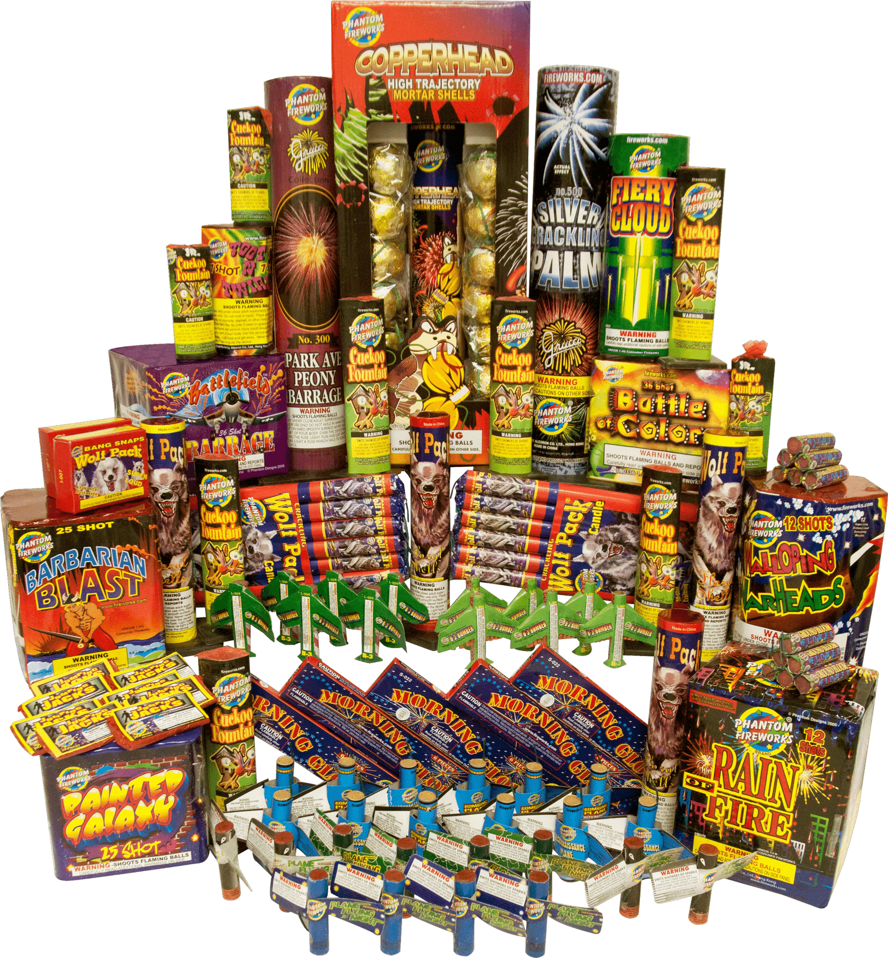 Assorted Fireworks Collection PNG Image