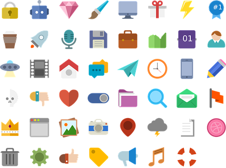 Assorted Flat Design Icons Collection PNG Image