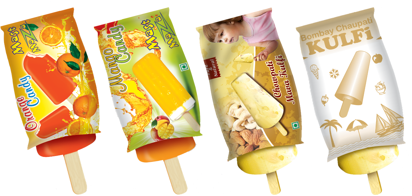 Assorted Flavored Kulfi Popsicles PNG Image