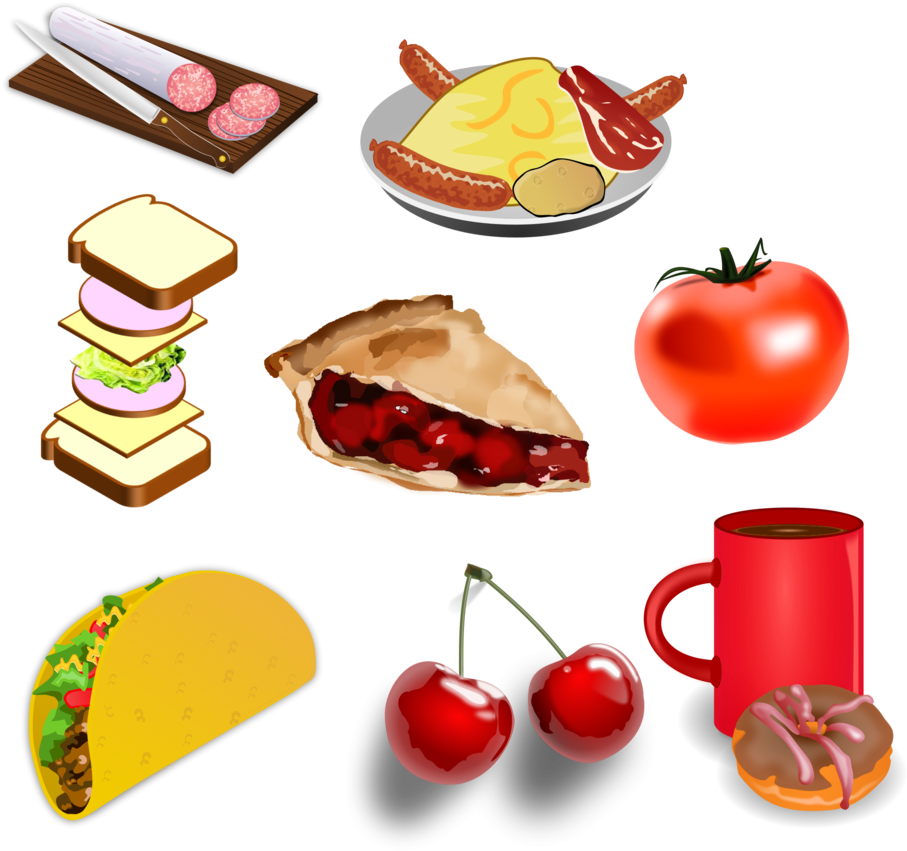 Assorted Food Illustrations Collection PNG Image