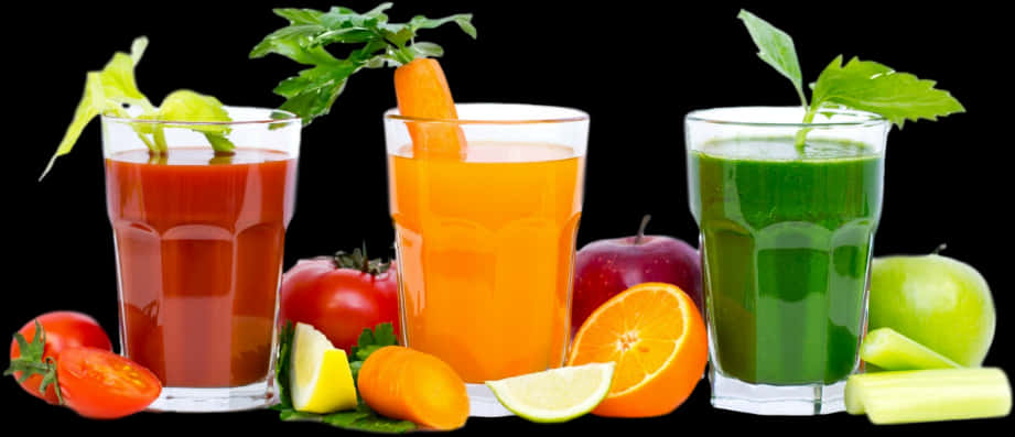 Assorted Fresh Juicesand Ingredients PNG Image