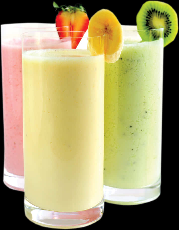 Assorted Fruit Smoothies PNG Image