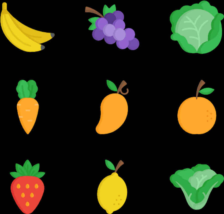 Assorted Fruitsand Vegetables Icons PNG Image