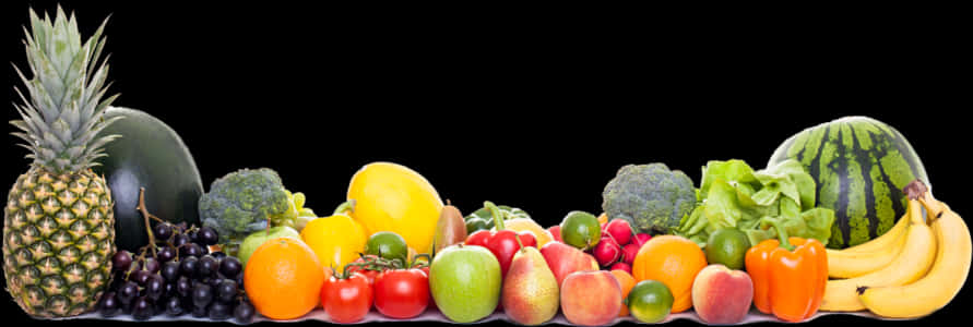 Assorted Fruitsand Vegetables Panorama PNG Image