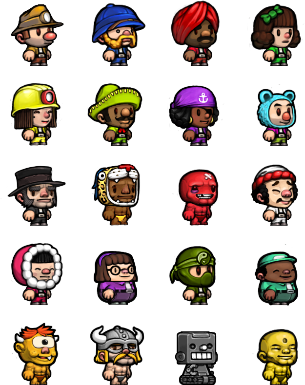 Assorted Game Characters Spritesheet PNG Image