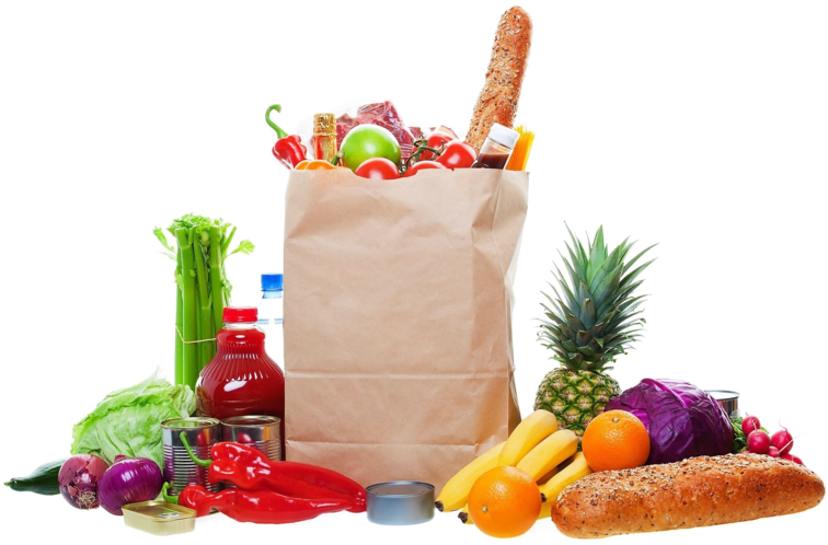 Assorted Groceriesin Paper Bag PNG Image