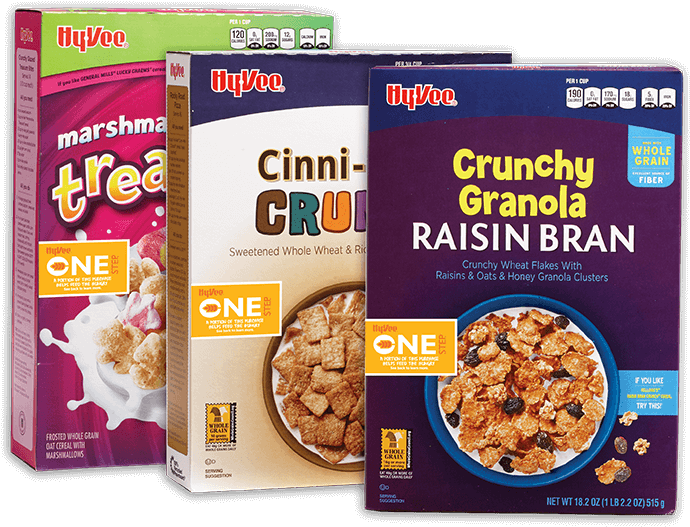 Assorted Hy Vee Cereal Boxes PNG Image