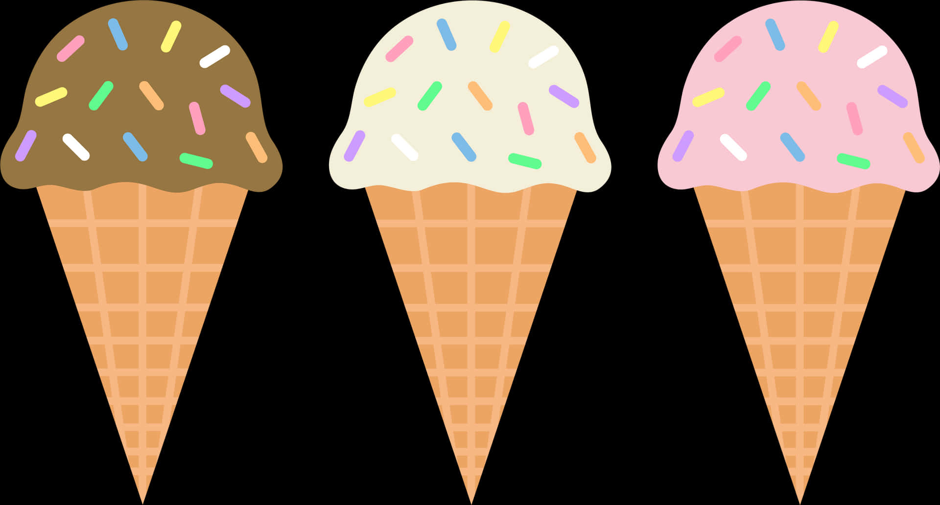 Assorted Ice Cream Cones PNG Image