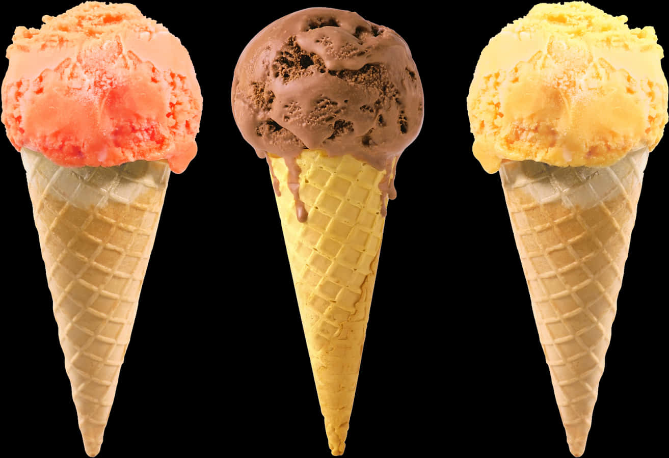 Assorted Ice Cream Cones PNG Image