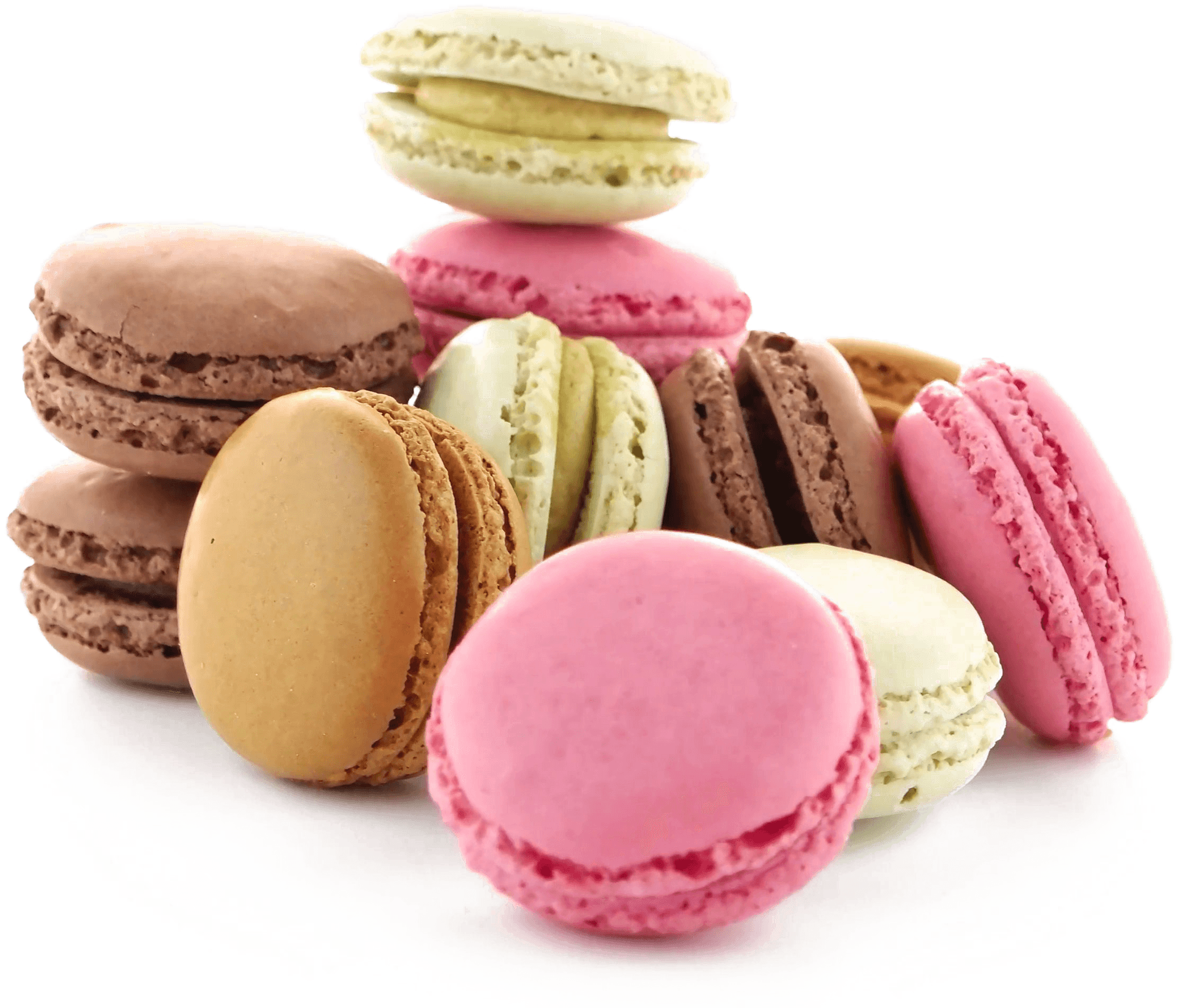 Assorted Macarons Display PNG Image