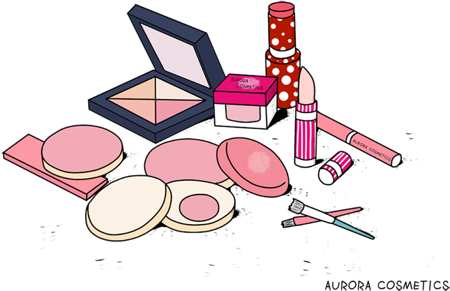 Assorted Makeup Products Illustration PNG Image