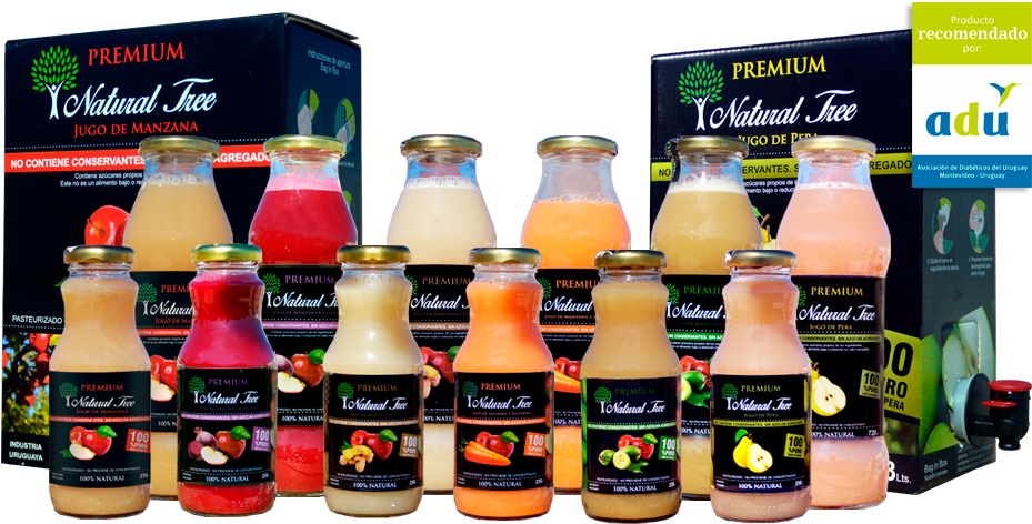 Assorted Natural Juice Products Packaging PNG Image